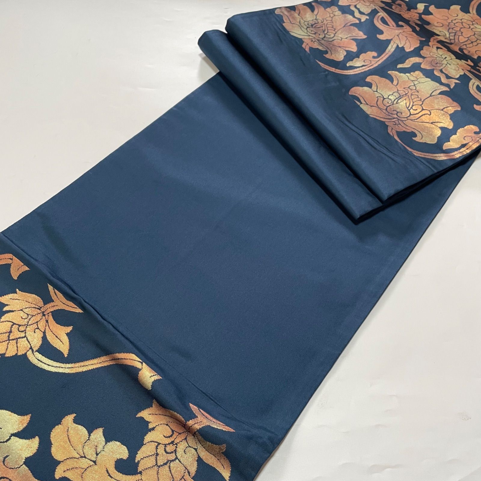 J971 美品 袋帯 六通 綴織 金糸 更紗 正絹 和装 和服 フォーマル帯