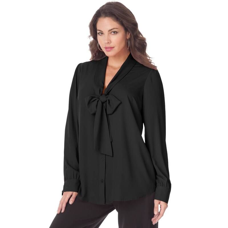 ロアマンズ レディース トップス シャツ プラスサイズ ブラウス Roamans Womens Plusize Long Sleeve Bow Blouse Black ブラック