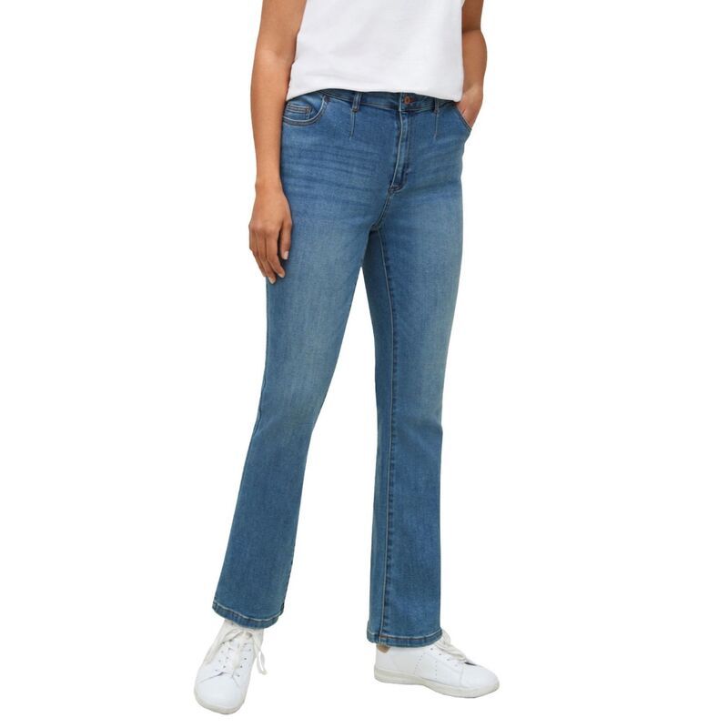 Ellos レディース ボトムス デニムパンツ ブーツカット プラスサイズ ブーツ ellos Plusize Stretch MidRise Adjustable Waist Bootcut Jean Light Stonewash