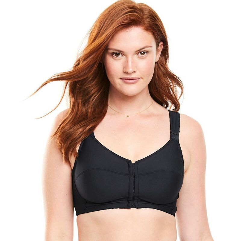コンフォート チョイス レディース アンダーウェア ブラジャー プラスサイズ Comfort Choice Womens Plusize Stay Cool Front Close Wireless Posture Bra Black ブラック
