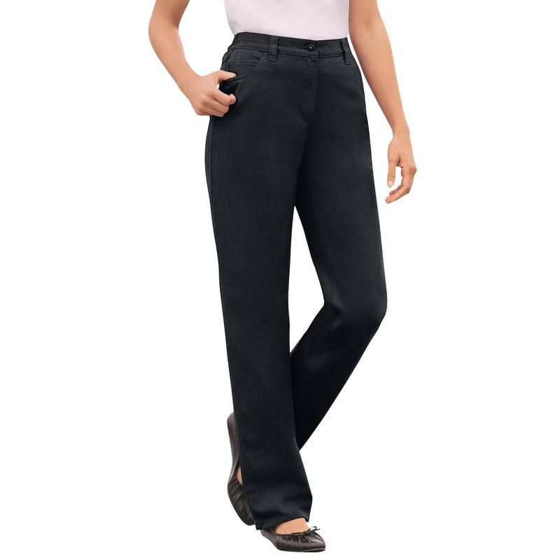ウーマン ウィズイン レディース ボトムス デニムパンツ プラスサイズ コットン ジーンズ Woman Within Plusize Perfect AllCotton BackElastic Denim Jeans Black ブラック