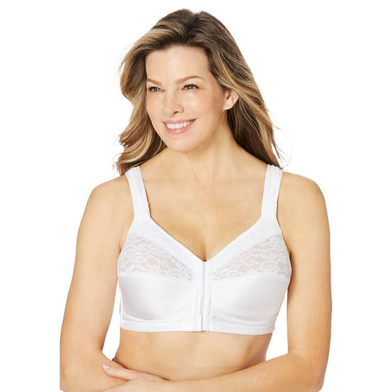 コンフォート チョイス レディース アンダーウェア ブラジャー プラスサイズ Comfort Choice Womens Plusizeasy Enhancer Front Close Wireless Posture Bra White ホワイト
