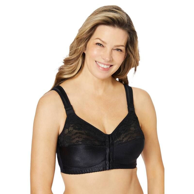 コンフォート チョイス レディース アンダーウェア ブラジャー プラスサイズ Comfort Choice Womens Plusizeasy Enhancer Front Close Wireless Posture Bra Black ブラック