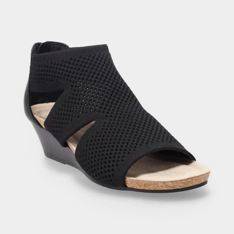 クロフト＆バロー レディース シューズ サンダル ニット Croft Barrow Rosiee Womens Comfort Knit Wedge Sandals Black ブラック
