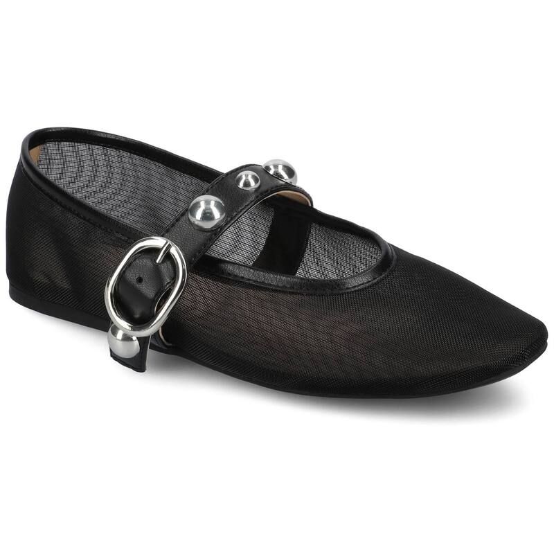 ジャーニー レディース シューズ サンダル Journee Naveah Womenstudded Pointed Toe Casual Ballet Flats Black Mesh ブラック