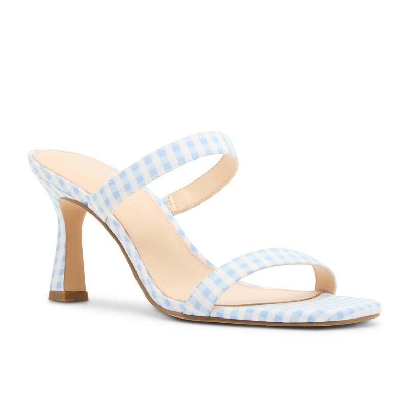 マッデンガール レディース シューズ サンダル ヒール madden girl Georgie WomenslipOn Flare Heels Blue White Ging ホワイト