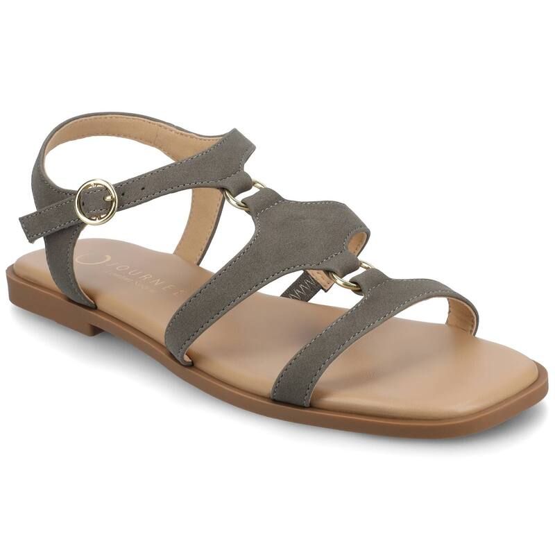ジャーニー レディース シューズ サンダル アンクル Journee Briley Womens Ankle Strap Sandals Greige Nubuck