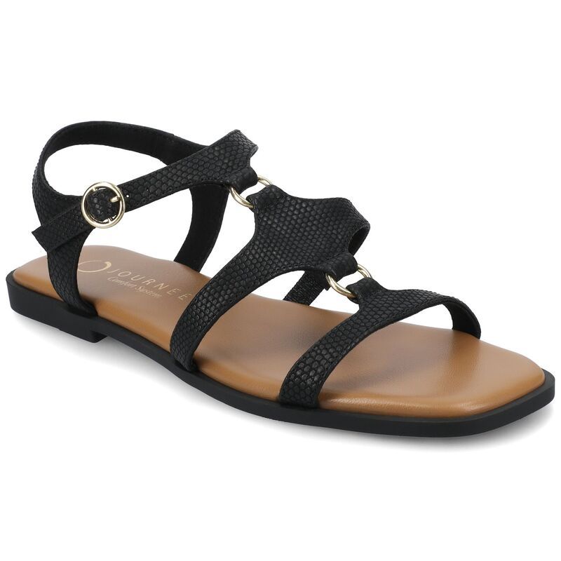 ジャーニー レディース シューズ サンダル アンクル Journee Briley Womens Ankle Strap Sandals Black Lizard ブラック