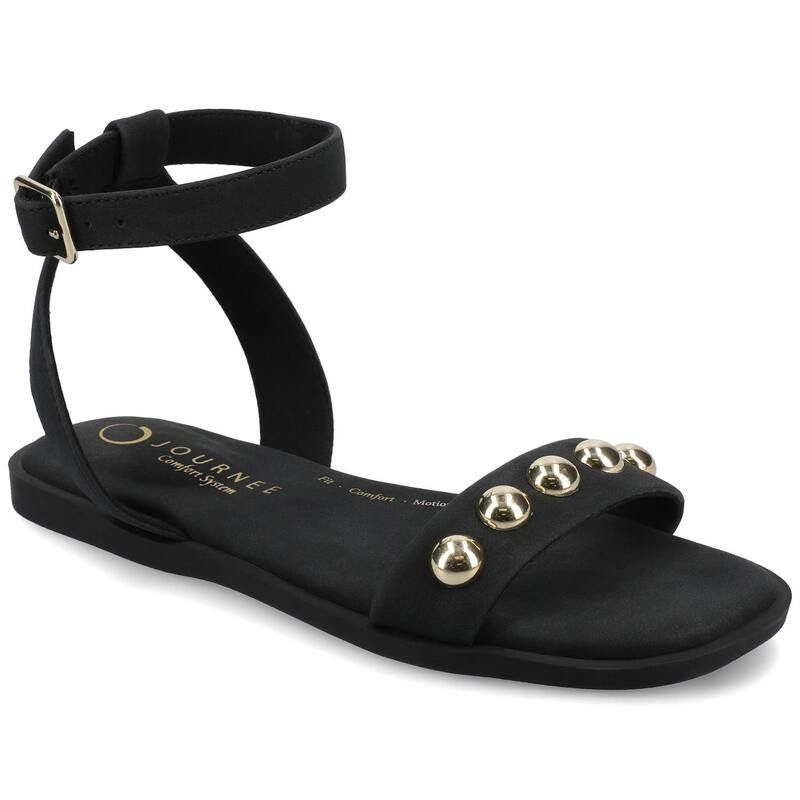ジャーニー レディース シューズ サンダル アンクル Journee Womens Primrose Ankle Strap Flat Sandals Black Nubuck ブラック