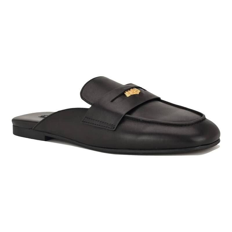 ナインウェスト レディース シューズ サンダル ローファー Nine West Evans WomenslipOn Penny Loafer Mules Black Leather ブラック