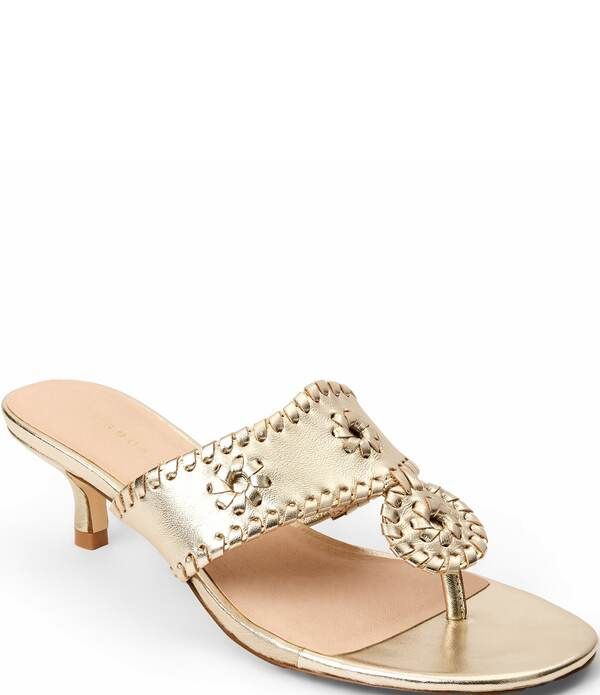 ジャックロジャース レディース シューズ ヒール サンダル トール レザー Jack Rogers Jacks Metallic Leather Kitten Heel Thong Sandals Platinum メタリック