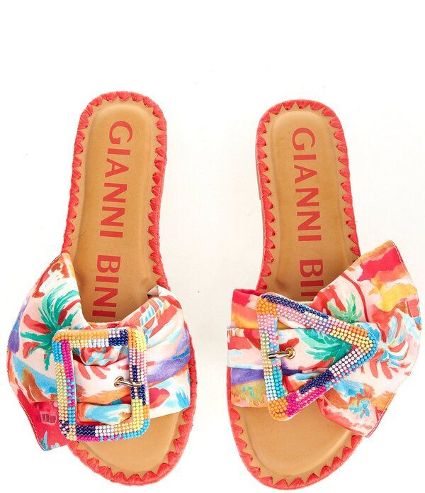 ジャンビニ レディース シューズ パンプス プリント サンダル Gianni Bini Jaxson Two Print Mismatched Buckle Ornament Slide Sandalsun Multi マルチカラー