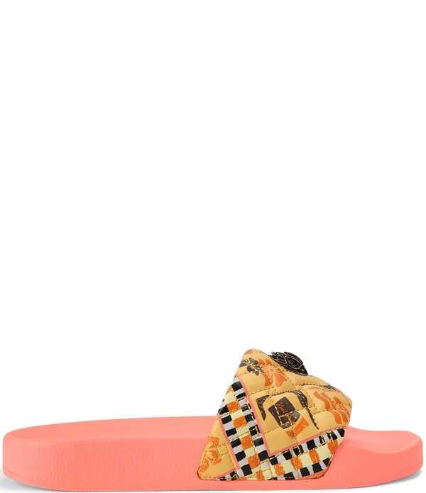 カートジェイガーロンドン レディース シューズ パンプス プリント サンダル キルティング ロゴ Kurt Geiger London Meena Stamprint Quilted Logo Pool Slide Sandals Dark Yellow イエ