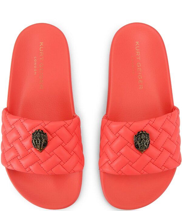 カートジェイガーロンドン レディース シューズ パンプス サンダル キルティング ロゴ Kurt Geiger London Womens Meena Quilted Logornament Pool Slide Sandals Orange オレンジ