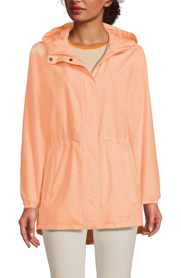 ランズエンド レディース アウター ジャケット・ブルゾン コート Lands End Squall Packable Waterproof Raincoat Peach Sorbet ピーチ