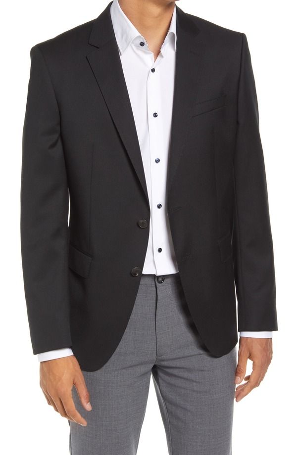ボス メンズ アウター ジャケット・ブルゾン スリムフィット ウール BOSSlim Fit Solid Wool Suit Jacket Blk