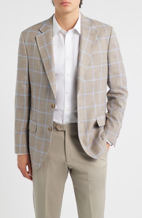 ピーター・ミラー メンズ アウター ジャケット・ブルゾン ウール シルク コート Peter Millar Hyperlight Softan Windowpabne Check Wool Silk Blend Sport Coatan タン