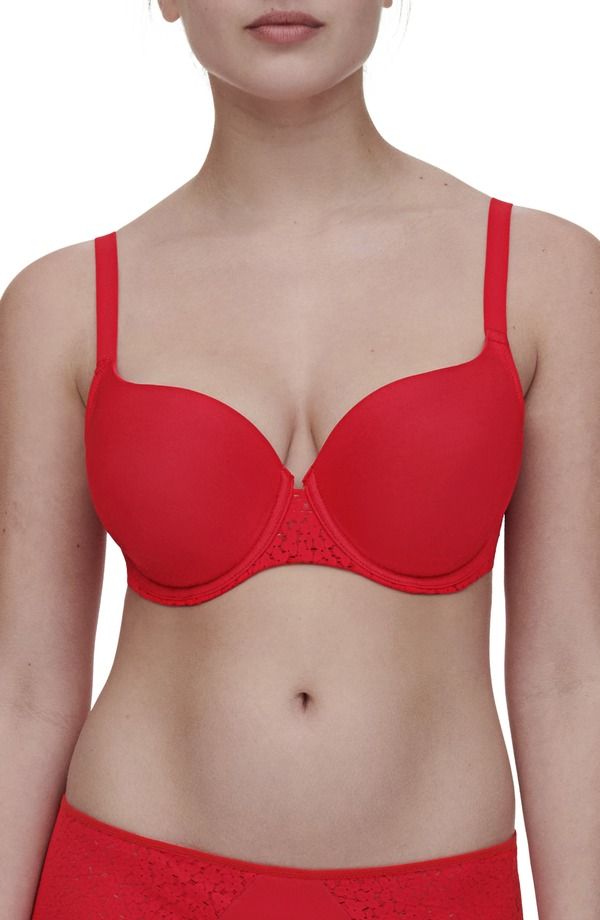 シャンテル レディース トップス Tシャツ Chantelle Lingerie Norah Sweetheart Underwire TShirt Bra Poppy Red レッド