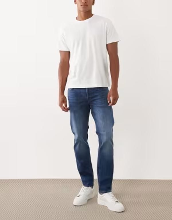 ジャック アンド ジョーンズ メンズ ボトムス デニムパンツ ジーンズ Jack Jones mike tapered jeans in mid Blue Denim デニム