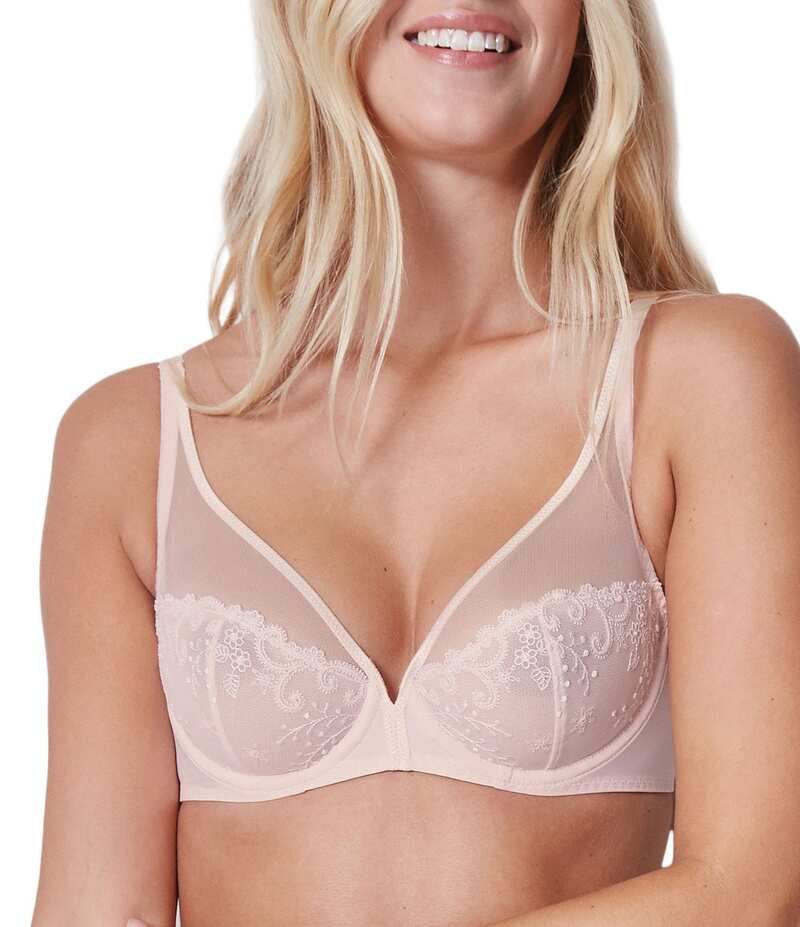 シモーヌペレール レディース アンダーウェア ブラジャー シアー 刺繍 Simone Perele Unlined Sheer Embroidered Plunge Bra Blush ブラッシュ