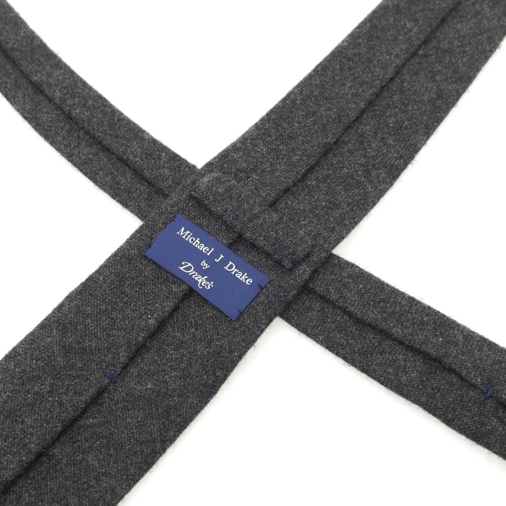 中古】ドレイクス DRAKES カシミヤ 無地ネクタイ ダークグレー【メンズ