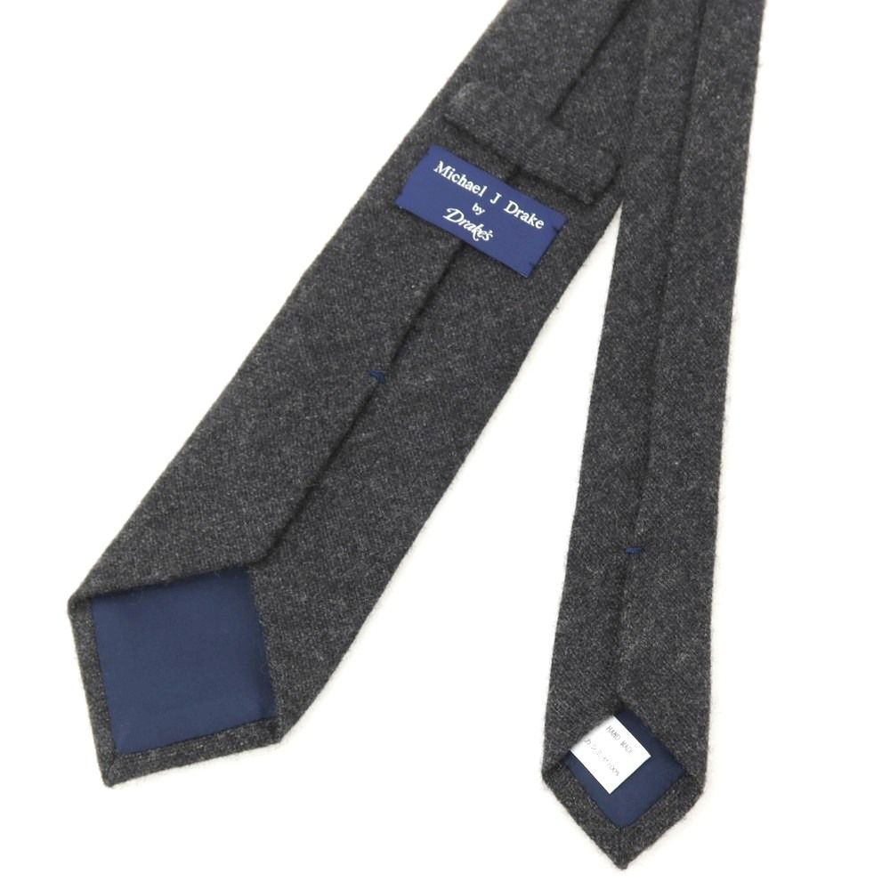 中古】ドレイクス DRAKES カシミヤ 無地ネクタイ ダークグレー【メンズ