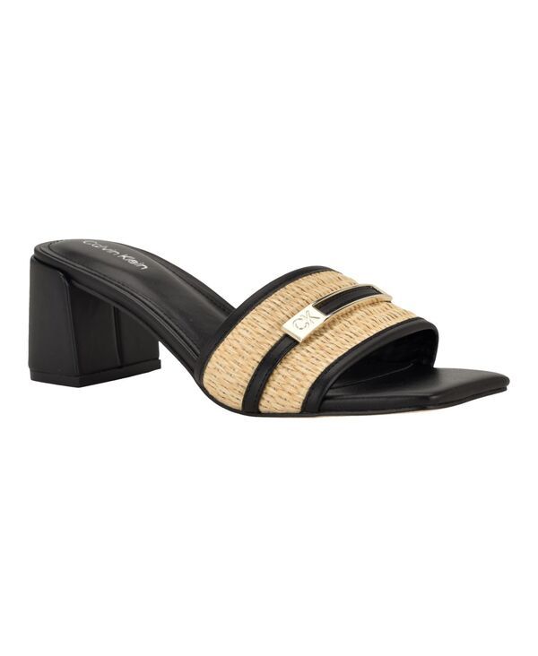 カルバンクライン レディース シューズ スリッポン・ローファー サンダル ヒール Calvin Klein Womens Paloma SlipOn Block Heel Sandals BlackLight Natural ブラック