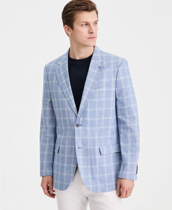 ナウティカ メンズ アウター ジャケット・ブルゾン プリント コットン コート リネン Nautica Mens Cotton Linen Printed ModernFit Sport Coat Blue Window ブルー