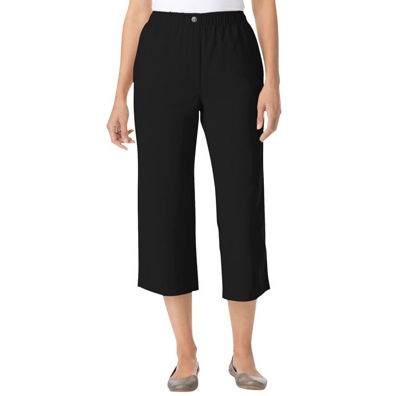 ウーマン ウィズイン レディース ボトムス カジュアルパンツ プラスサイズ プチ コットン デニム キャップ ジーンズ Woman Within Plusize Petite 7Day ElasticWaist PullOn Cotton Denim Capr