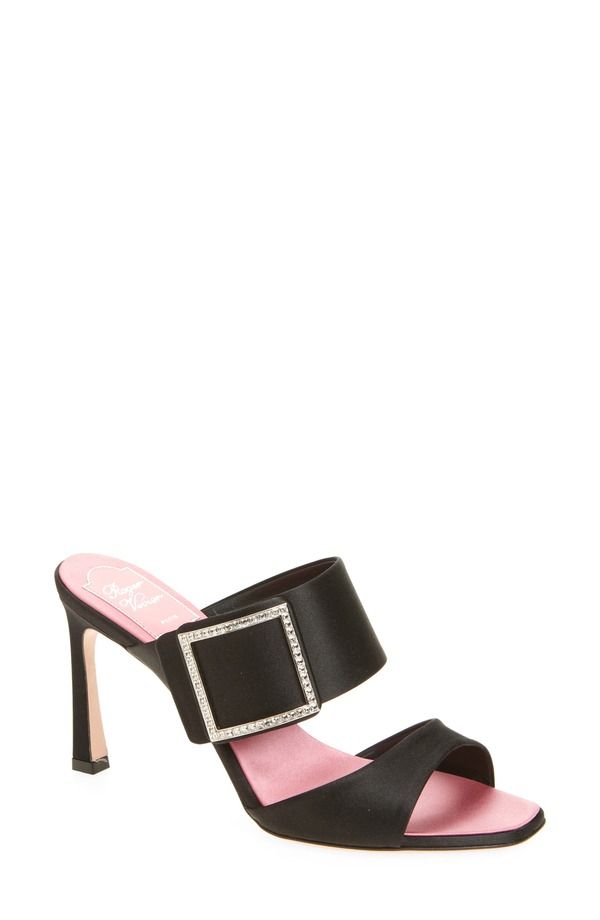 ロジェ・ヴィヴィエ レディース シューズ サンダル サテン Roger Vivier Trompette Crystal Buckle Satin Sandal Nero