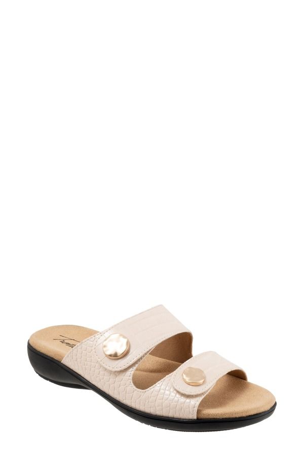 トロッターズ レディース シューズ サンダル Trotters Ruthie Croc Embossed Slide Sandal Multiple Widths Available Ivory アイボリー