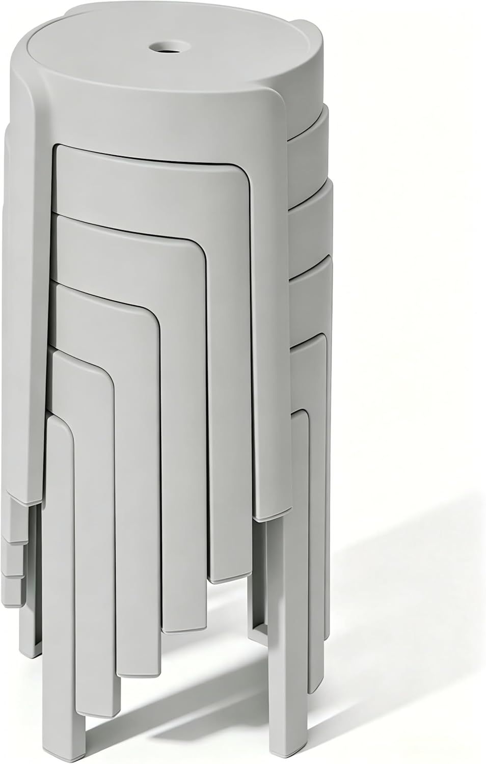 スタッキングチェア【6脚セット】丸椅子 完成品 省スペース 軽量 耐荷重150kg 移動便利 30×30cm座面 高さ46cm スタッキングスツール おしゃれ 風車デザイン 滑り止めキャップ付き
