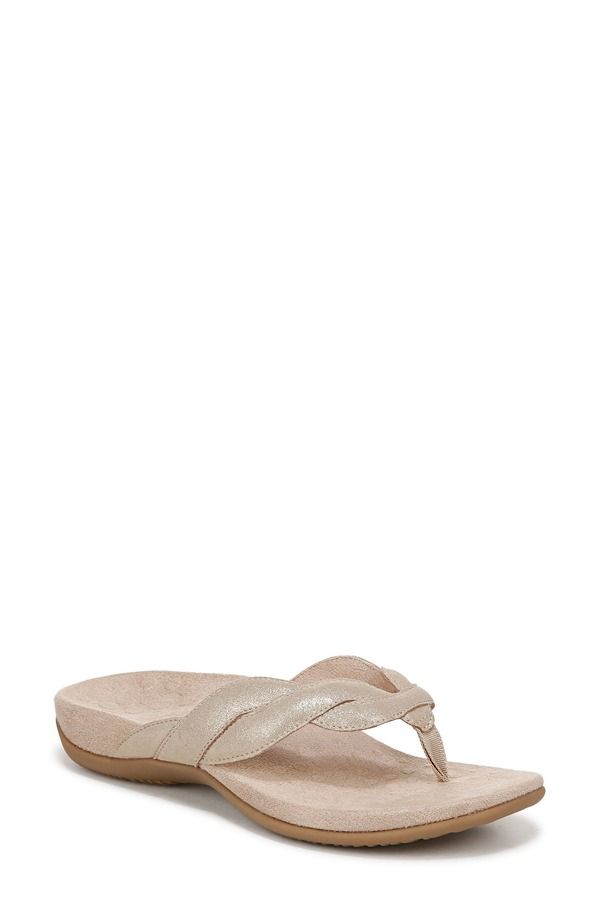 バイオニック レディース シューズ ヒール Vionic Bella Braid Flip Flop Gold ゴールド
