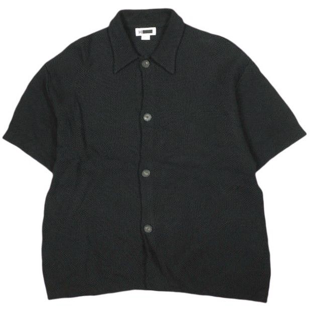 H BEAUTY&YOUTH エイチ ビューティーアンドユース ギマコットン リンクス ニットシャツ 1228-105-0176 S BLACK 半袖 トップス g26884