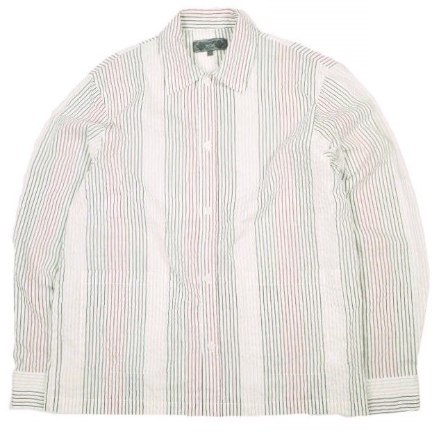KITH NYC キスニューヨークシティ 25SS Seersucker Long-Sleeve Boxy Collared Overshirt シアサッカー ボクシーカラー オーバーシャツ 25050060000620 S WHITE 長袖 マルチストライプ トップス【中古】【KITH NYC】 KITH NYC キスニューヨークシティ 25SS Seersucker Long-Sleeve Boxy