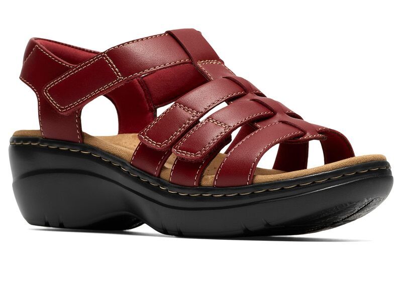 クラークス レディース シューズ ヒール Clarks Merliah 2 Ruby Red Leather レッド