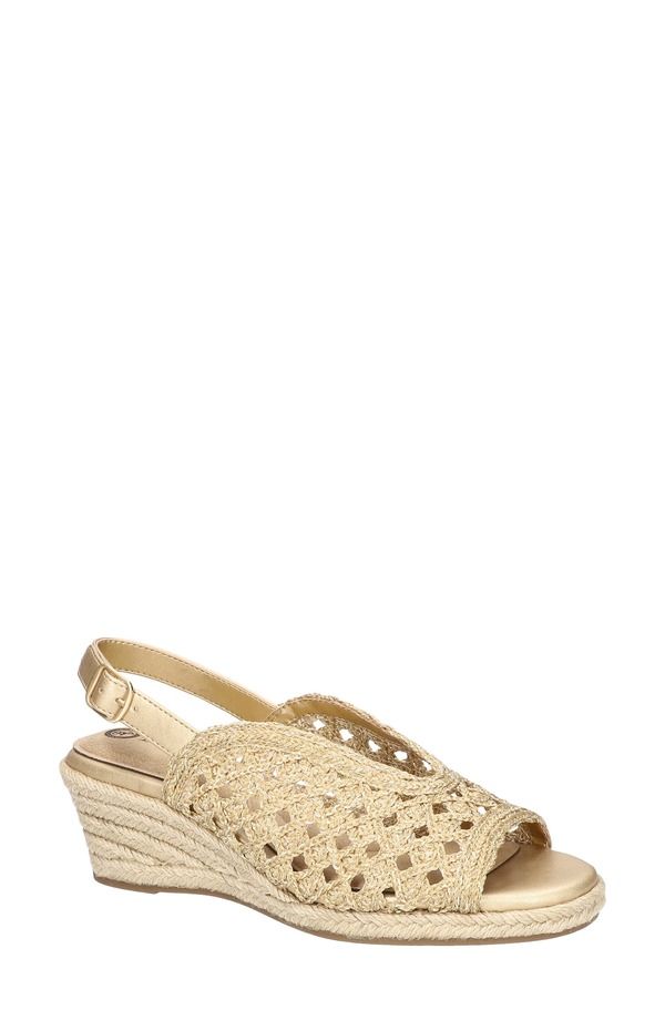 ベラヴィータ レディース シューズ ヒール サンダル Bella Vita Bethany Slingback Wedge Sandal Gold Raffia ゴールド