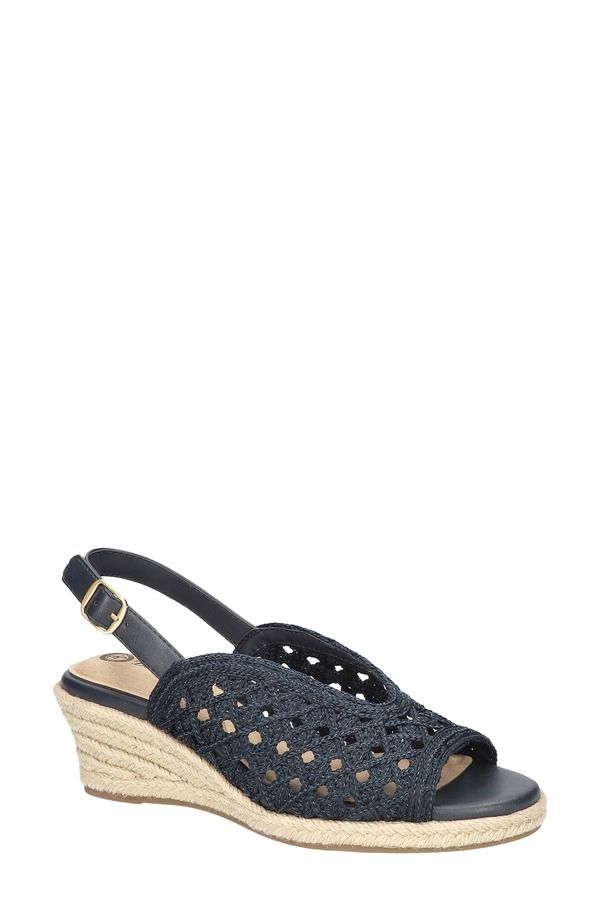 ベラヴィータ レディース シューズ ヒール サンダル Bella Vita Bethany Slingback Wedge Sandal Navy Raffia ネイビー