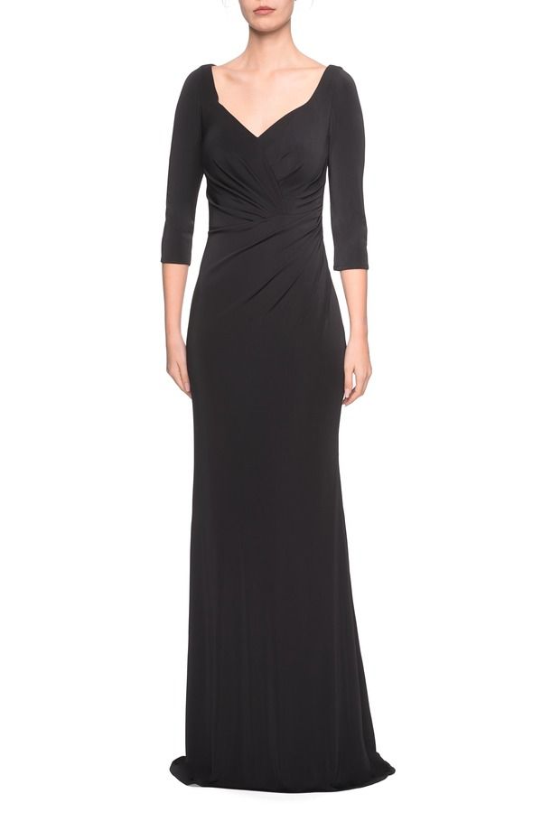 ラフェム レディース トップス ワンピース ジャージー La Femme 34 Sleeve Long Jersey Dress with Sweetheart Neckline Black ブラック