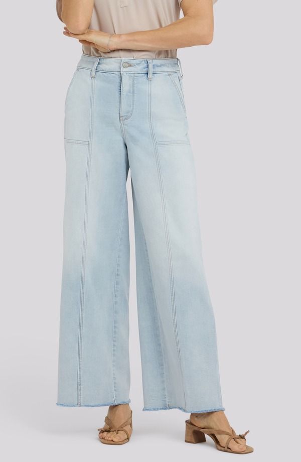 エヌワイディージェイ レディース ボトムス デニムパンツ ワイドレッグ ハイウエスト ジーンズ NYDJ Simone Seamed Raw Hem High Waist Wide Leg Jeans Desert Shoreline