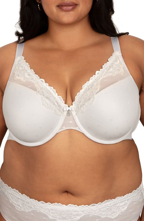 カービークチュール レディース トップス Tシャツ シアー Curvy Couture Sheer Whisper Plunge Underwire TShirt Bra Pearl パール