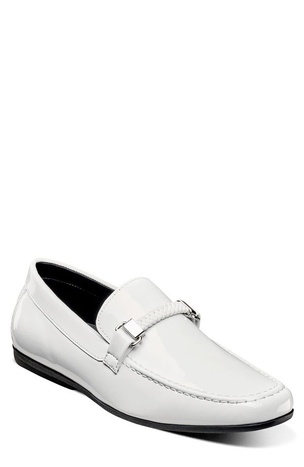 ステイシーアダムス メンズ シューズ ローファー Stacy Adamsheridan Moc Toe Loafer White Patent ホワイト