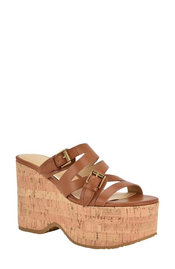 ゲス レディース シューズ ヒール プラットフォーム サンダル GUESS Nailah Platform Wedge Sandal Natural