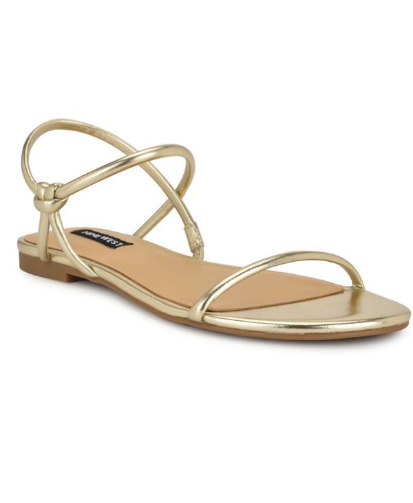 ナインウェスト レディース シューズ サンダル Nine West Womens Maizy Strappy Flat SlipOn Sandals Gold ゴールド