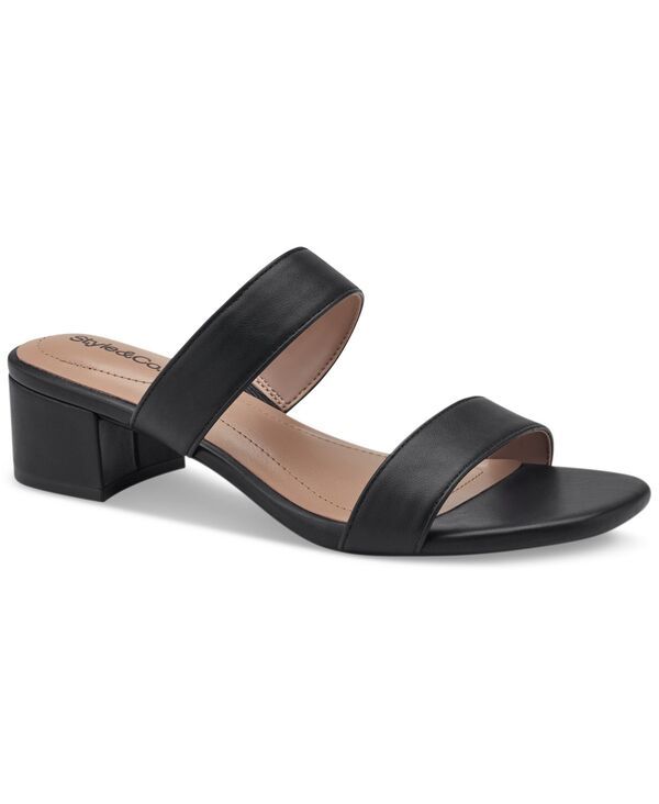 スタイルアンドコー レディース シューズ サンダル ヒール Style Co Victoriaa Double Band Block Heel Dressandals Created for Macys Black Smooth ブラック