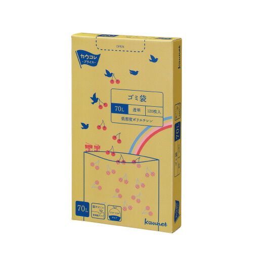 パ）低密度薄口ゴミ袋　箱タイプ　７０Ｌ　透明　１２０枚×４4216-3695【カウネット】