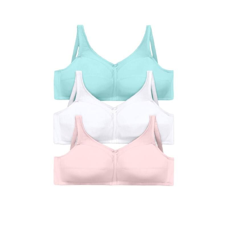 コンフォート チョイス レディース アンダーウェア ブラジャー プラスサイズ コットン Comfort Choice Womens Plusize 3pack Cotton Wireless Bra Pastel