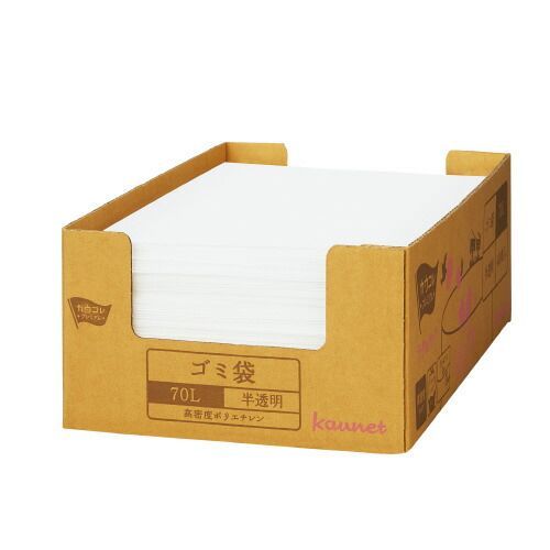 パ）１枚ずつ取り出せる箱入り増量ゴミ袋　高密度　７０Ｌ　４００枚×２4201-2726【カウネット】