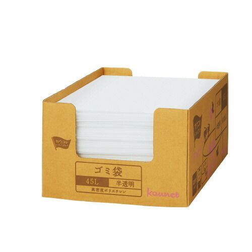 １枚ずつ取り出せる箱入り増量ゴミ袋　高密度　４５Ｌ　６００枚4201-2641【カウネット】