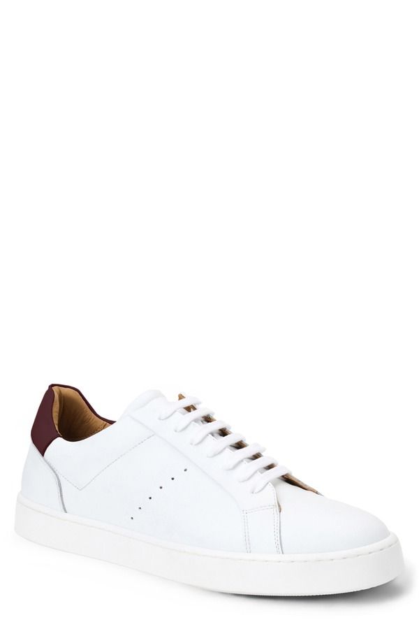 ブルーノマグリ メンズ シューズ スニーカー レザー Bruno Magli Damiano Low Top Leather Sneaker White Bordeaux Leather ホワイト